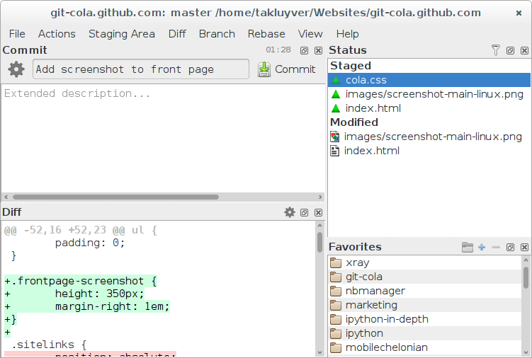 Git cola Screenshots